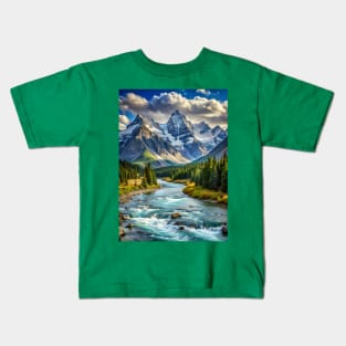 Scenery Mountain River Nature Photography Kids T-Shirt